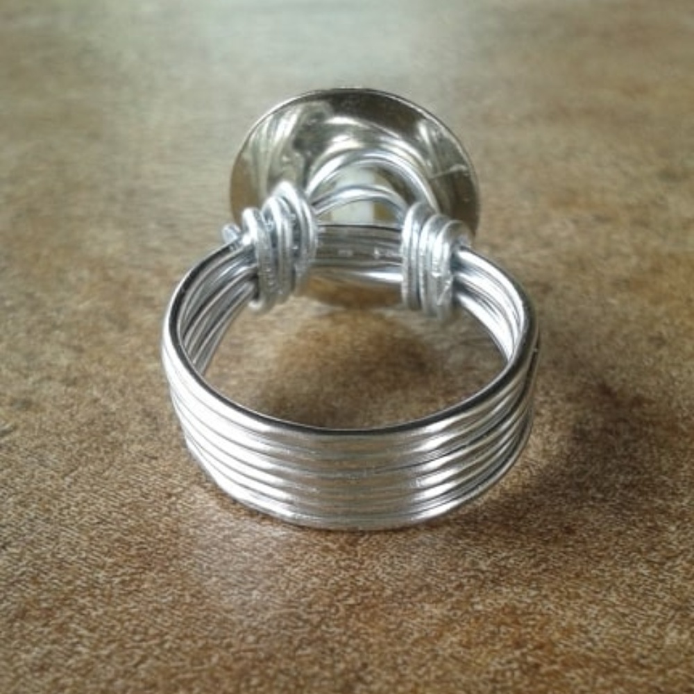 Wire Wrapped Button Ring - Picture 3 of 4